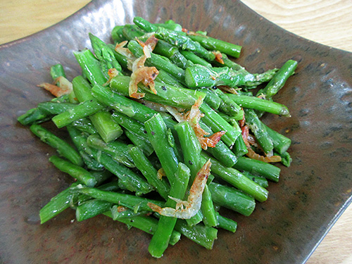 アスパラと桜エビのマヨ炒め