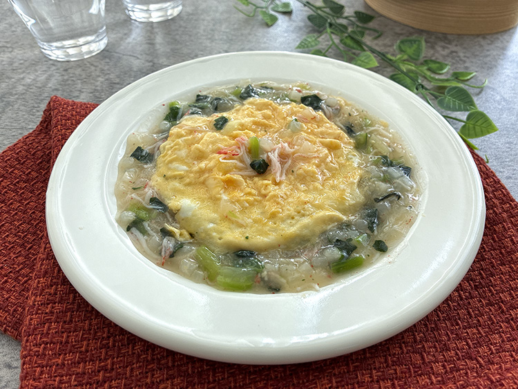 かぶと小松菜のとろとろカニ玉中華餡かけ