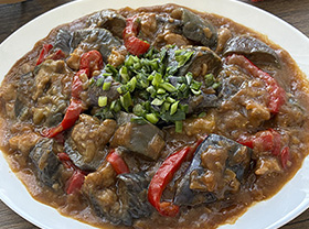 なすと豚肉の中華甘味噌あん